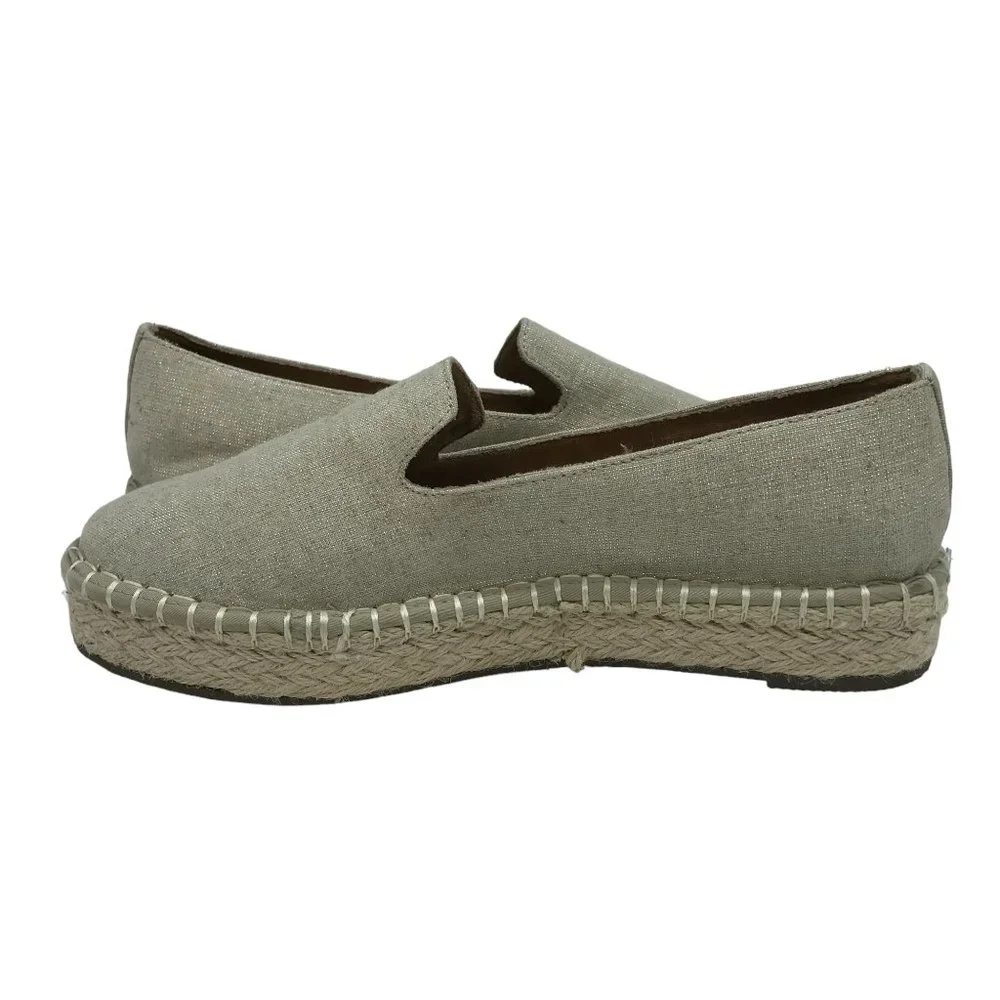 JOIE Cara Womens 8M Platform Espadrilles Tan & Silver Fabric Memory Foam - Picture 4 of 10